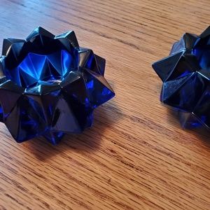 Vintage Cobalt Blue Indiana Glass candle holders